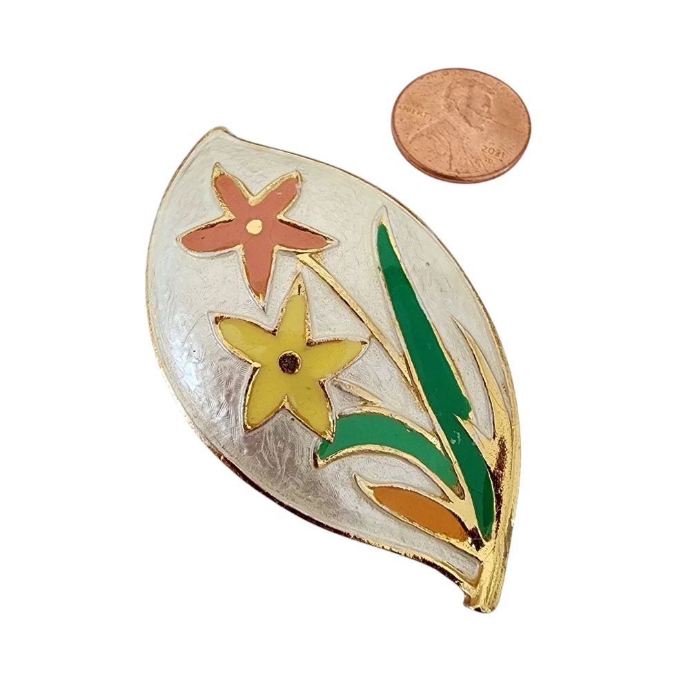 Park Lane vintage brooch pin pendant enamel flower brooch gold  A0252